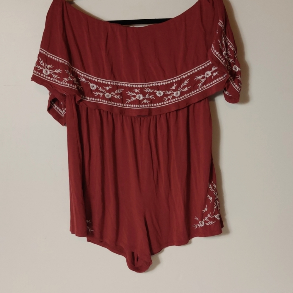 EMBROIDERED DROP SHOULDER AE ROMPER